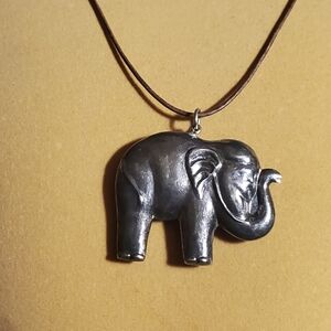Men's Sterling Silver Pendant Necklace Vintage Large Elephant